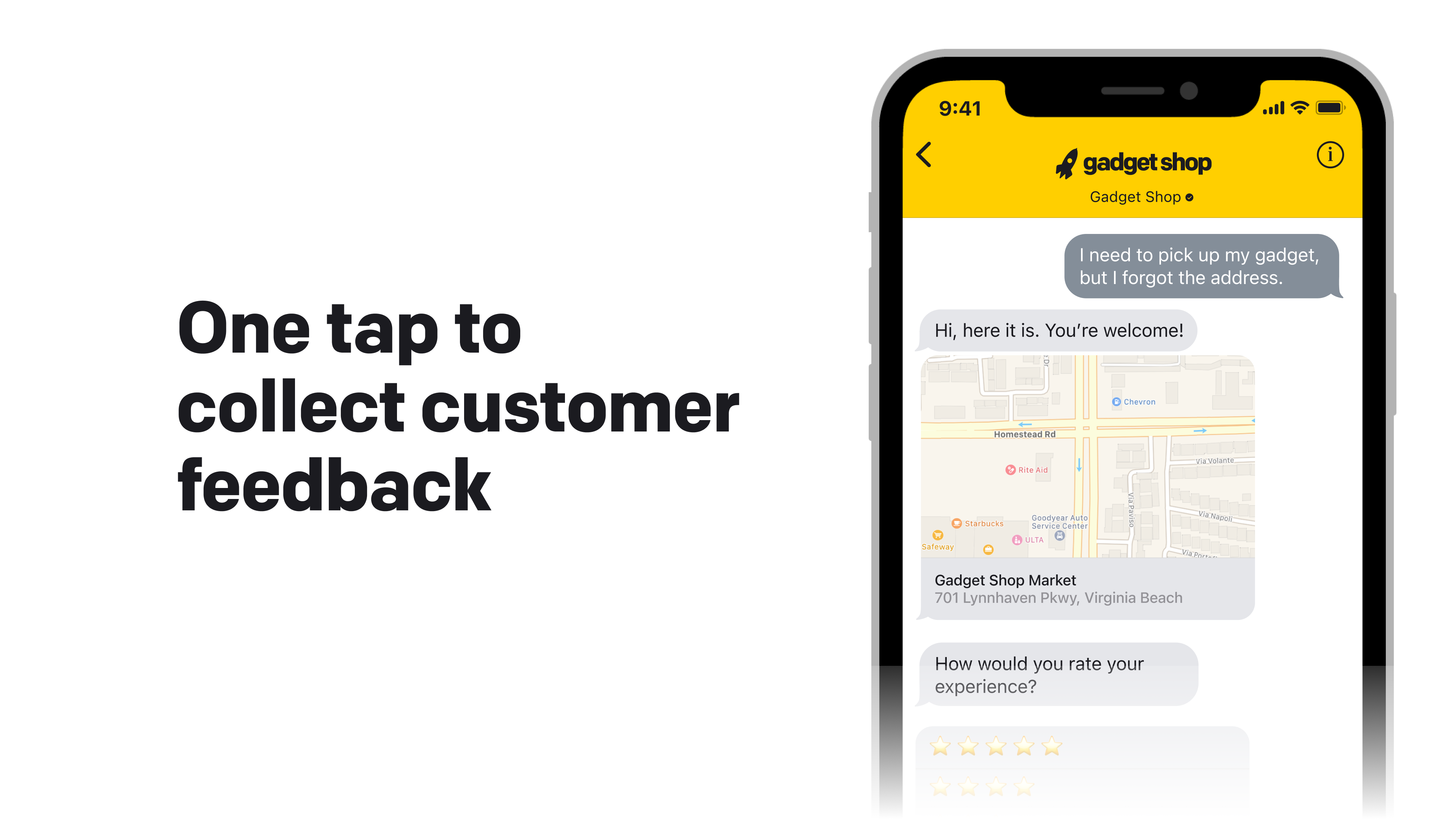 Get customer feedback with just a tap