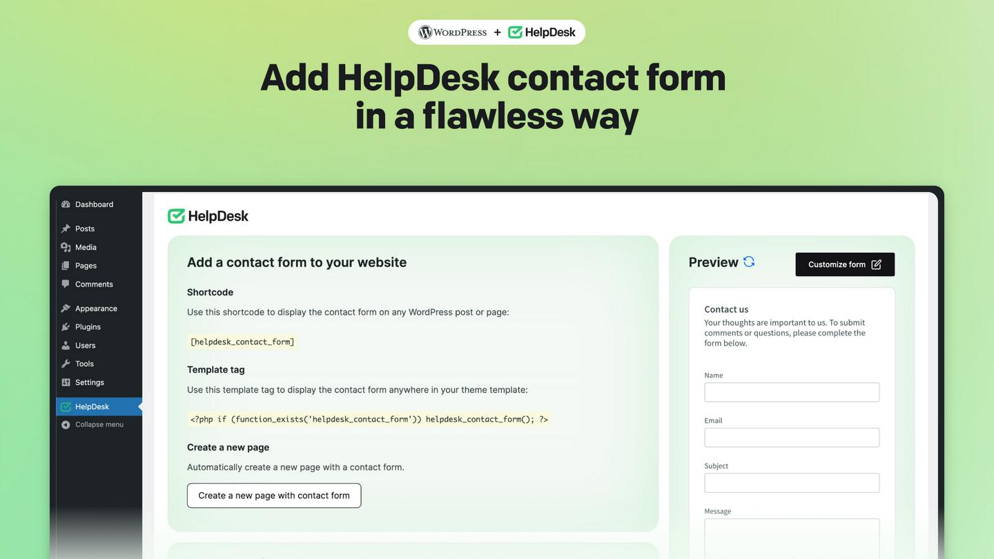 Add HelpDesk contact form