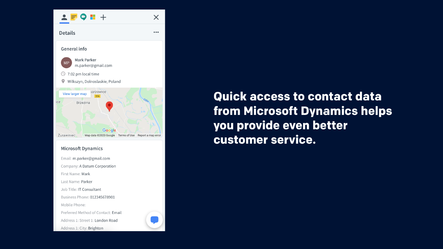 Quick access to contact data