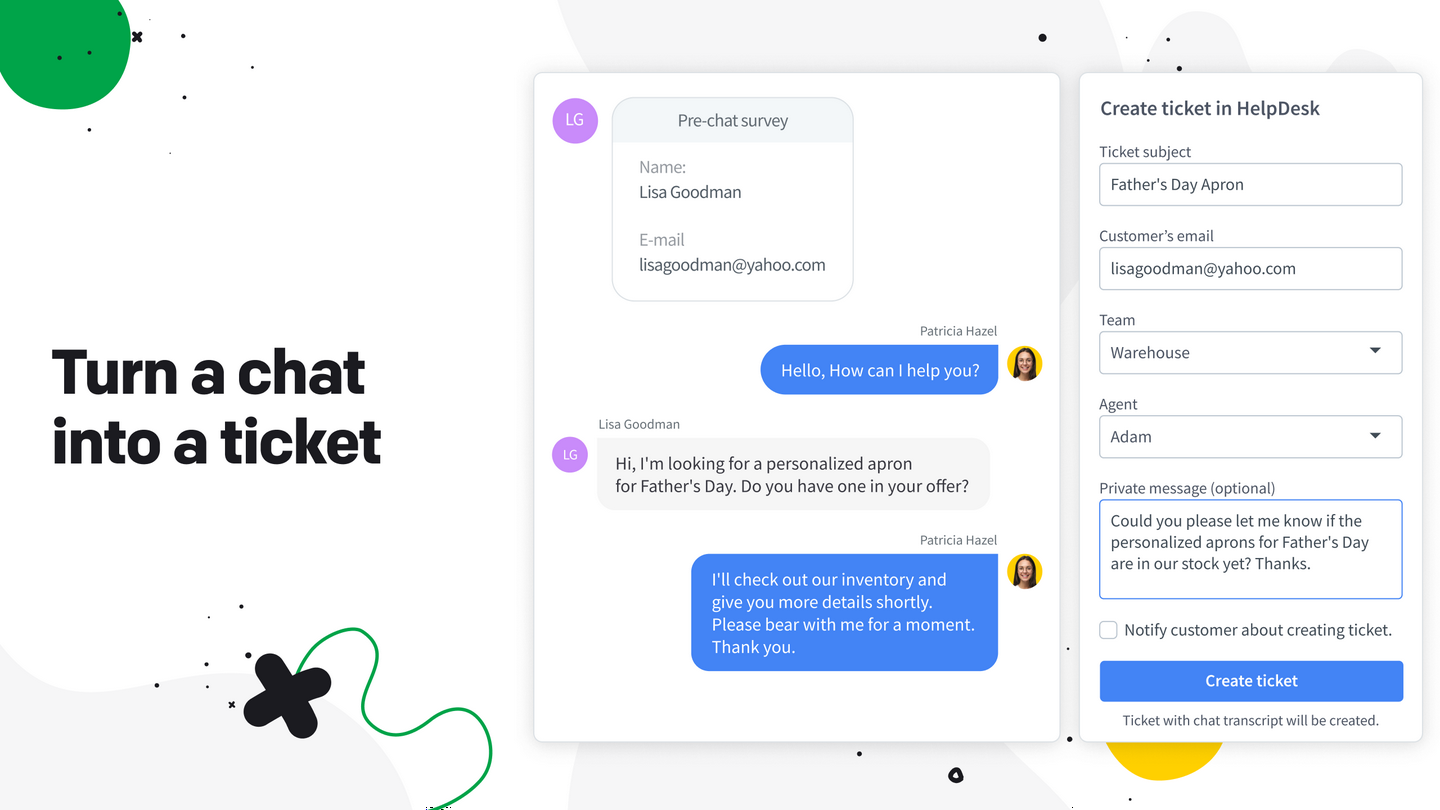 Turn a chat into a ticket