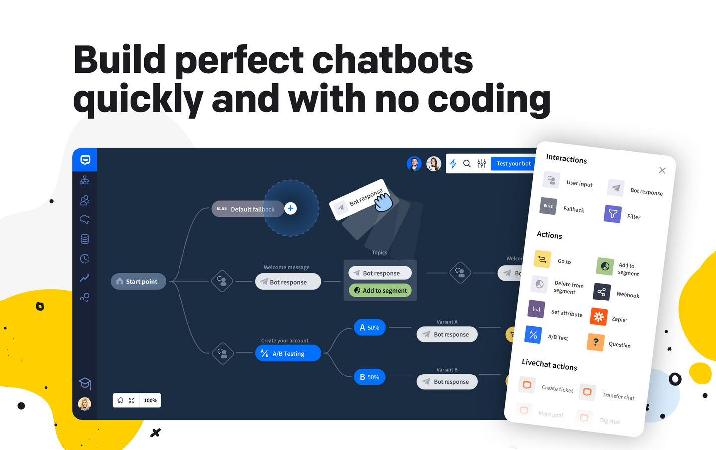 Drag-and-drop chatbot builder