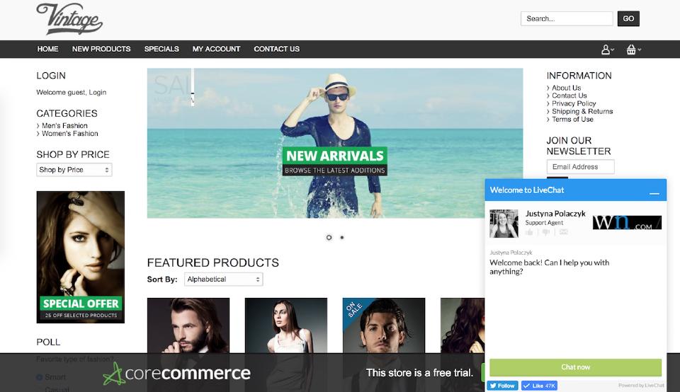 LiveChat on CoreCommerce