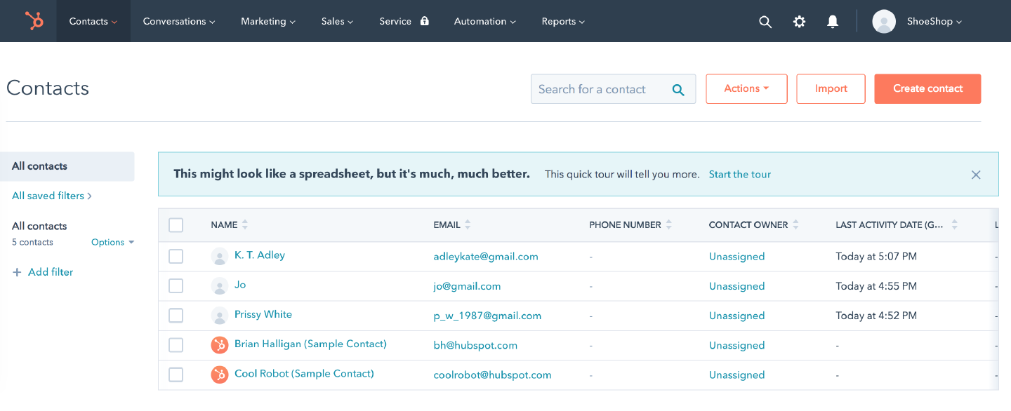 HubSpot: contacts added from LiveChat
