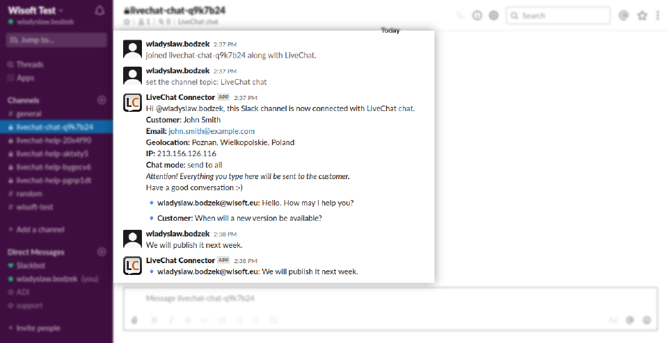 Answer Chat from Slack