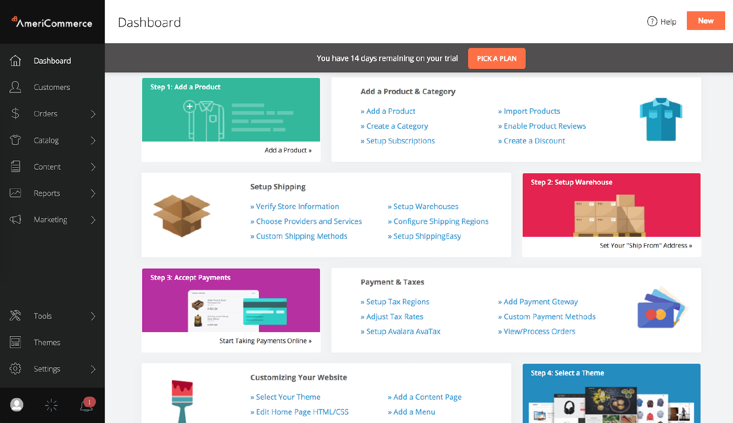 Americommerce dashboard