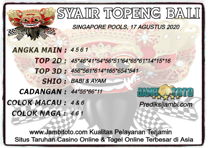 Prediksi Togel Sgp 17 AGustus 2020 Jambitoto