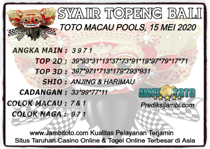 Kumpulan syair toto macau jumat 15 mei 2020