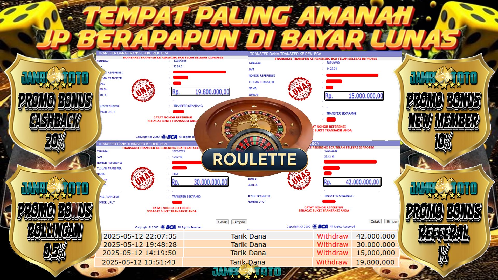JAMBITOTO JACKPOT LIVES GAMES ROULETTE Rp. 106,000,000,- LUNAS
