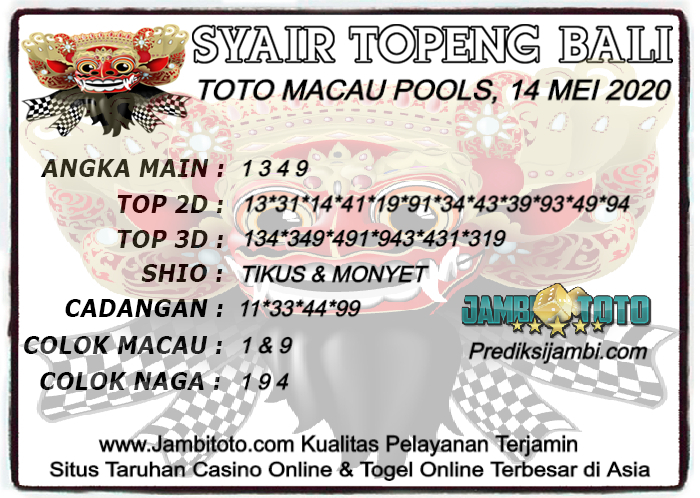 Syair Toto Macau kamis 14 mei 2020