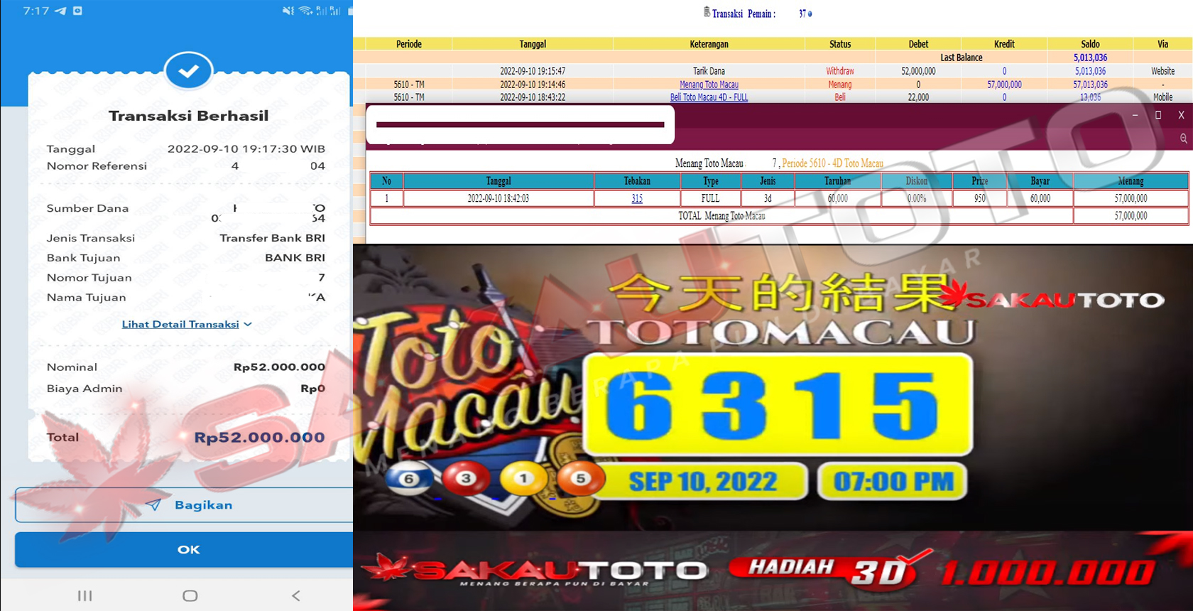 BUKTI JP TOTO MACAU SAKAUTOTO 10 SEPTEMBER 2022 52JT & 42JT