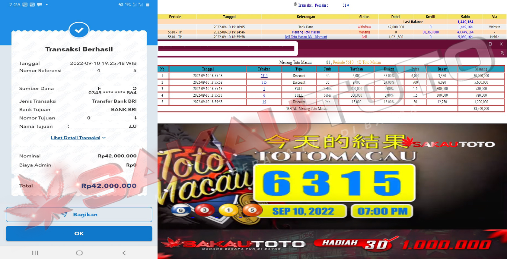 BUKTI JP TOTO MACAU SAKAUTOTO 10 SEPTEMBER 2022 52JT & 42JT