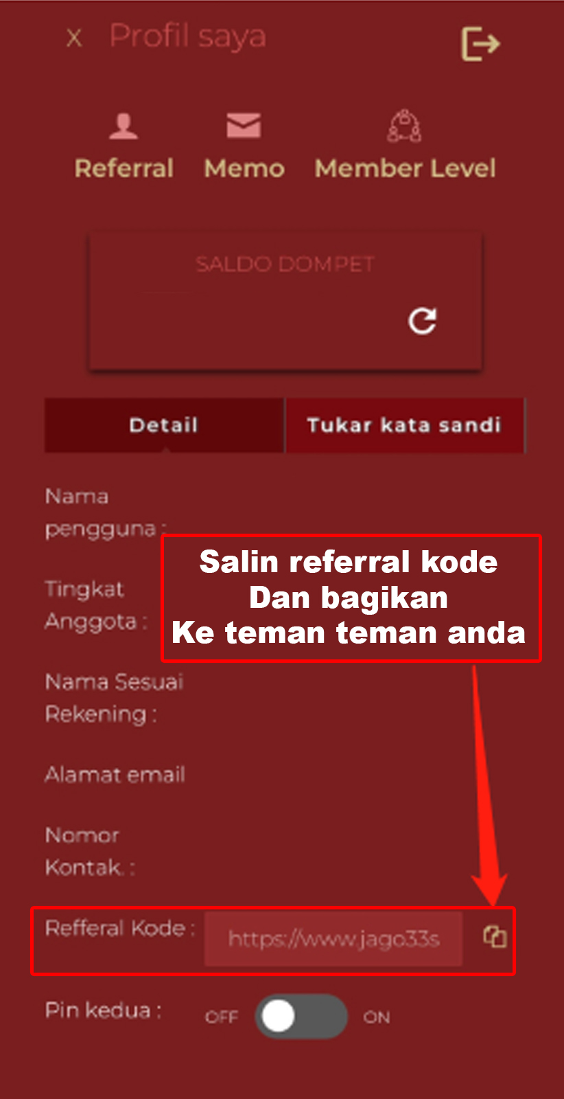 BONUS REFERRAL JAGO33