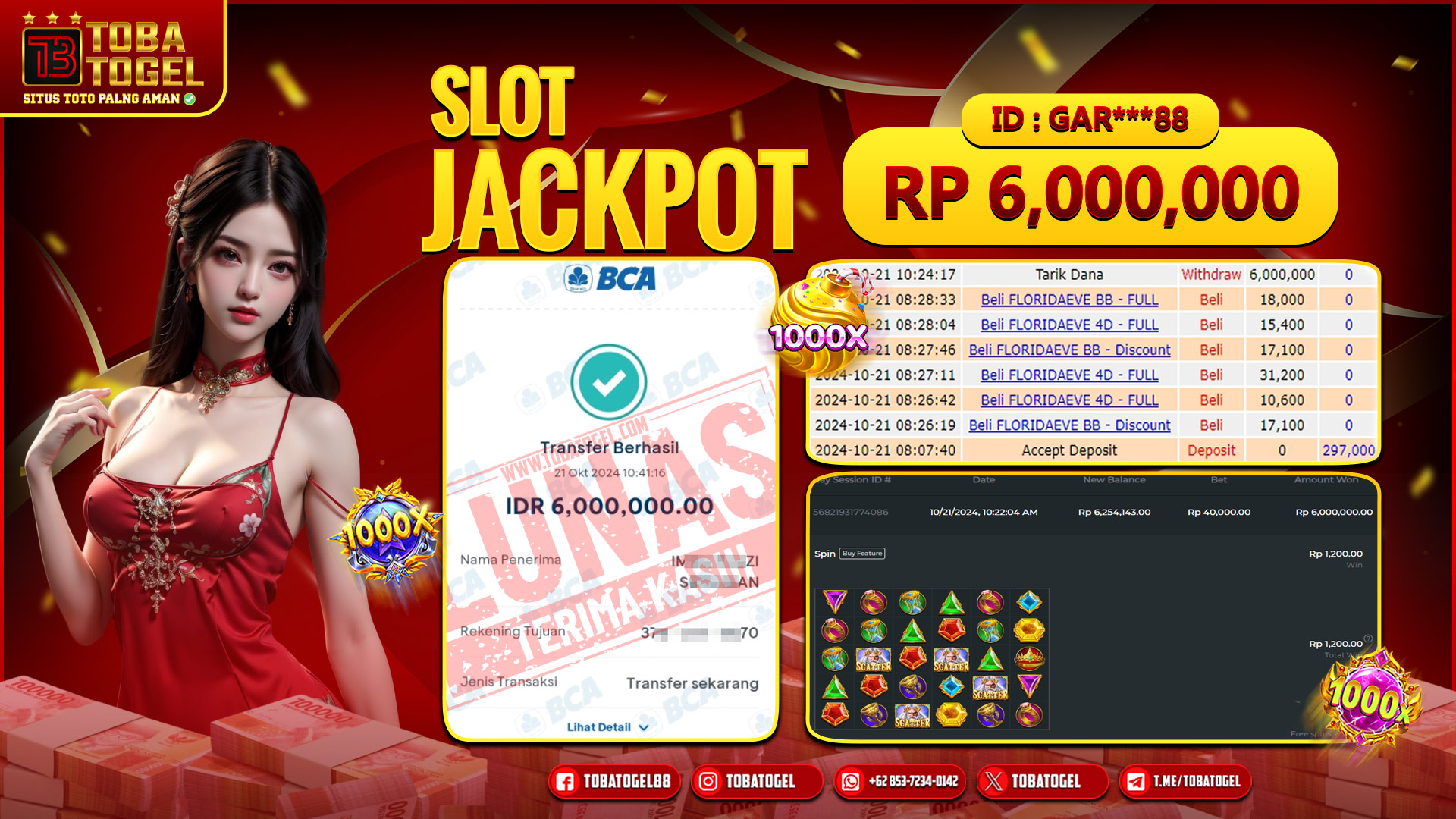 TOBATOGEL - JACKPOT SLOT PRAGMATIC PLAY 6 JUTA LUNAS ✅