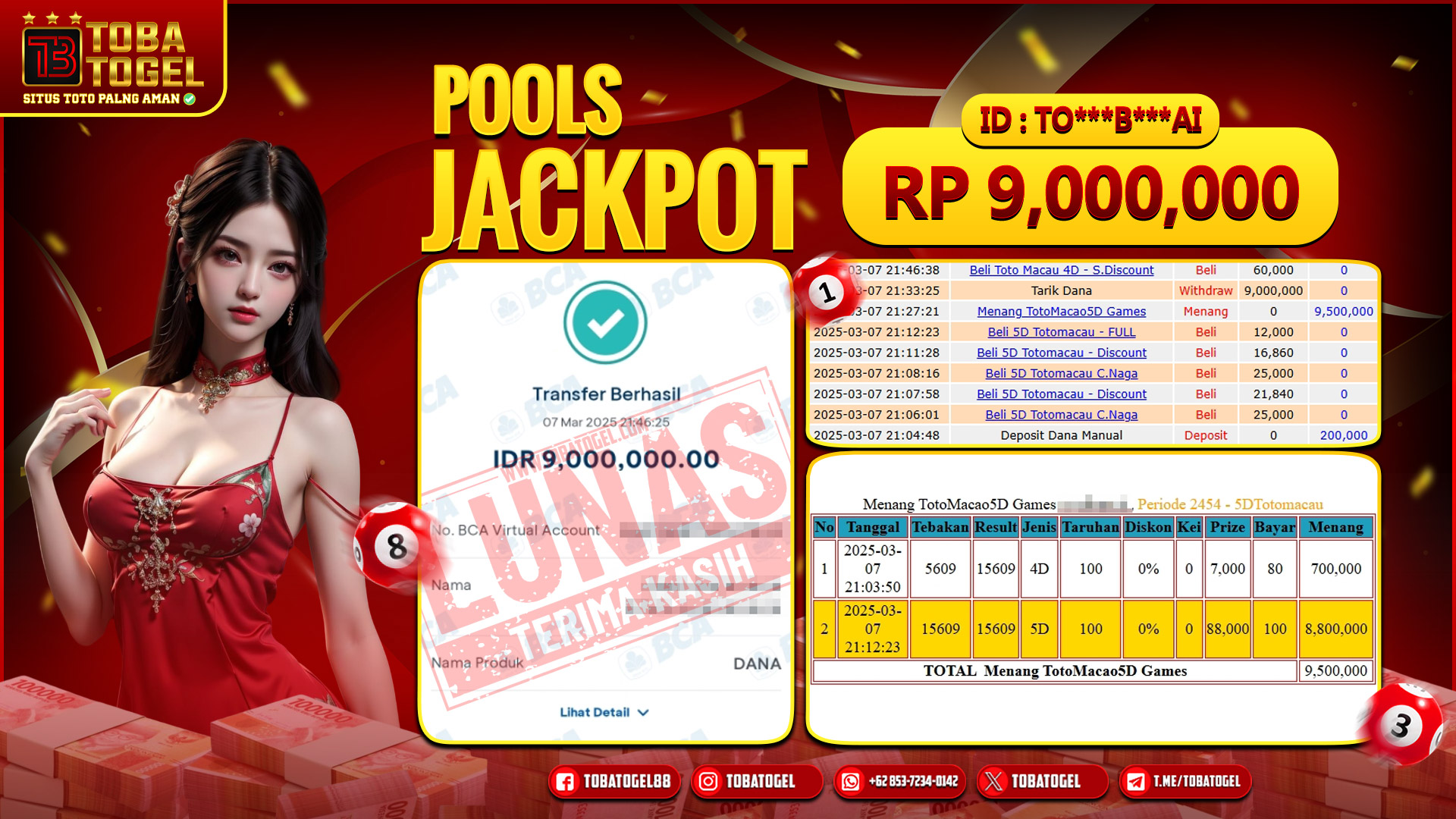 TOBATOGEL - JACKPOT TOGEL TOTOMACAU 9 JUTA LUNAS ✅