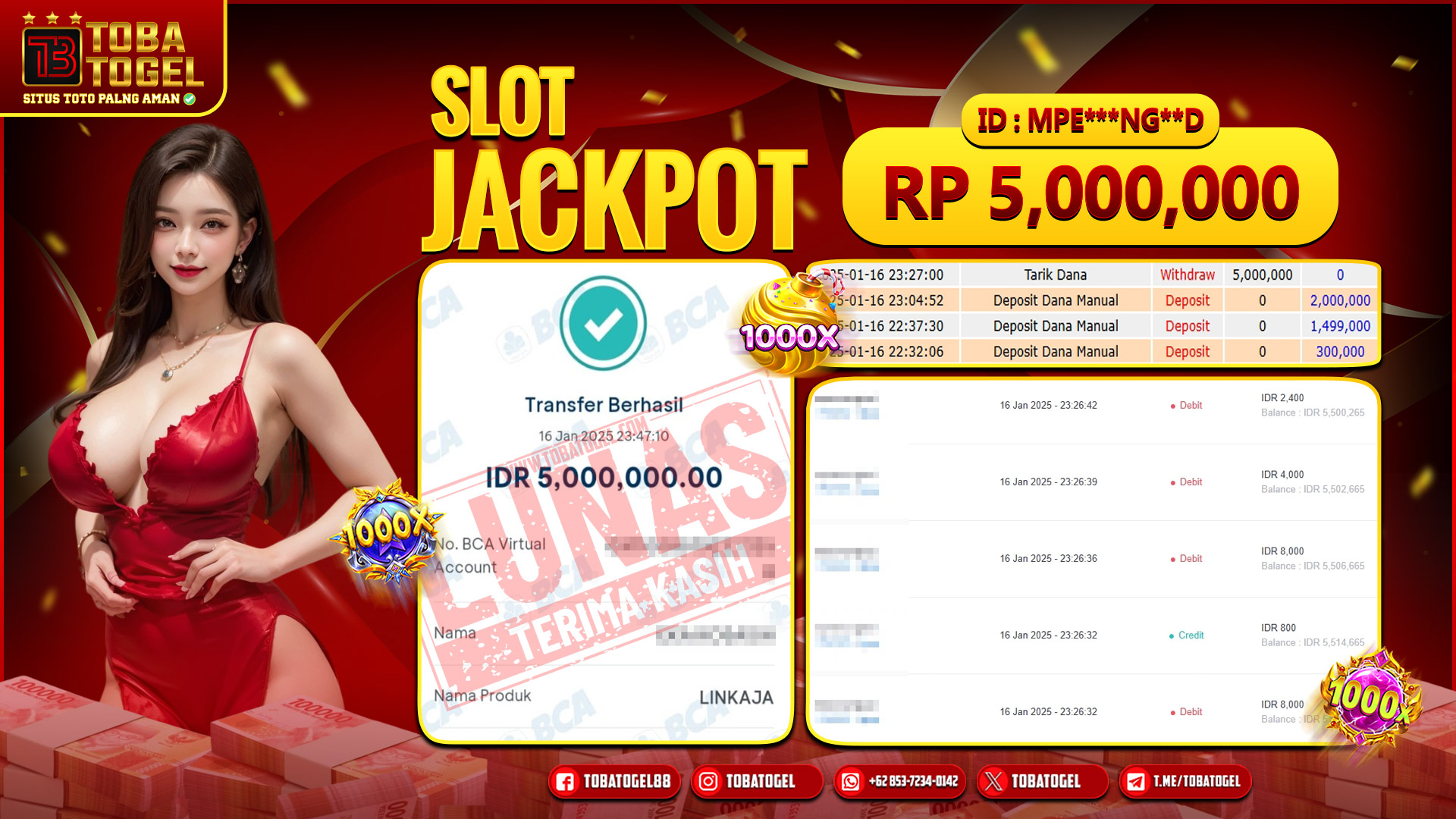 TOBATOGEL - JACKPOT SLOT PG SOFT 5 JUTA LUNAS ✅