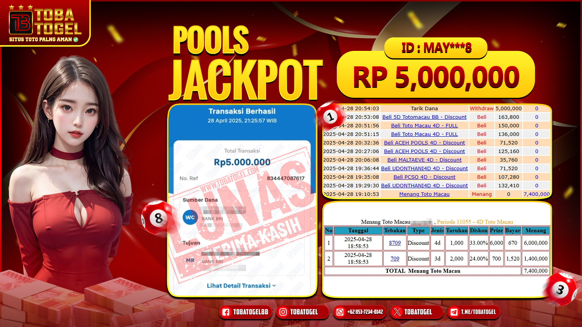 TOBATOGEL - JACKPOT TOGEL TOTOMACAU 5 JUTA LUNAS ✅
