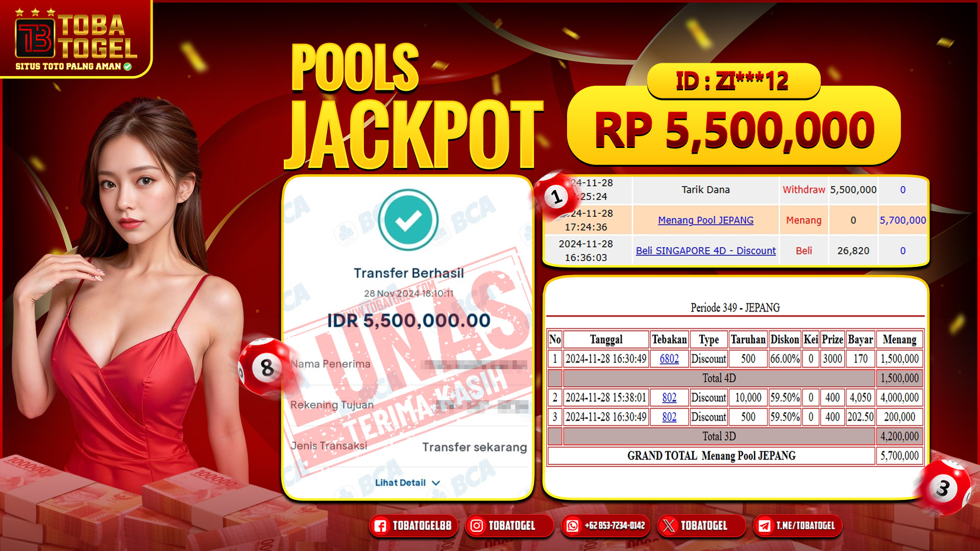 TOBATOGEL - JACKPOT TOGEL JEPANG 5.5 JUTA LUNAS ✅