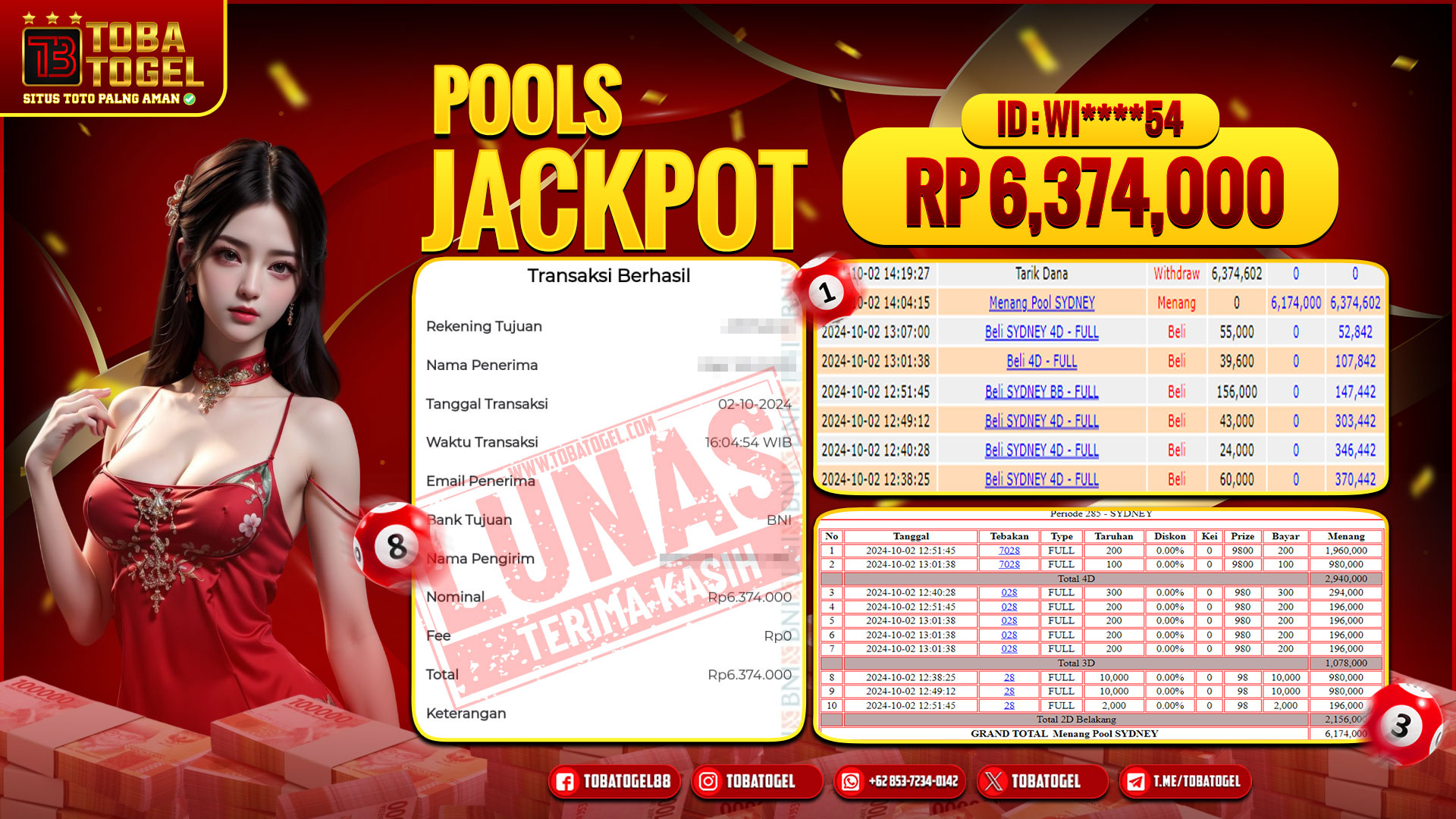 TOBATOGEL - JACKPOT TOGEL SYDNEY 6 JUTA LUNAS ✅