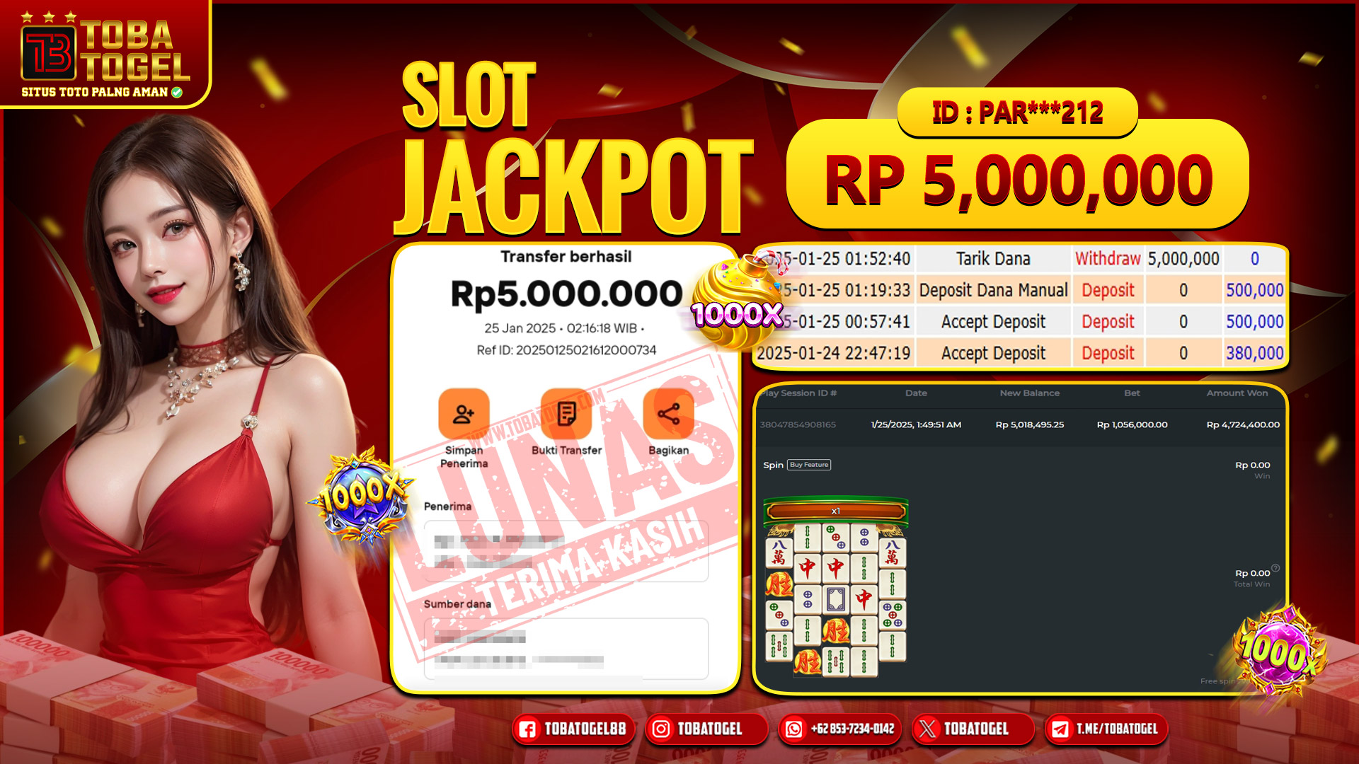 TOBATOGEL - JACKPOT SLOT PRAGMATIC PLAY 5 JUTA LUNAS ✅