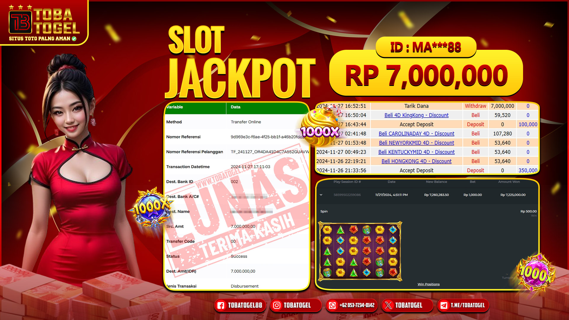 TOBATOGEL - JACKPOT SLOT PRAGMATIC PLAY 7 JUTA LUNAS ✅