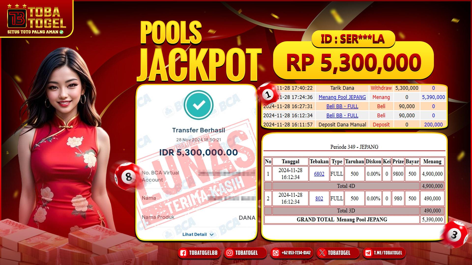 TOBATOGEL - JACKPOT TOGEL JEPANG 5.3 JUTA LUNAS ✅