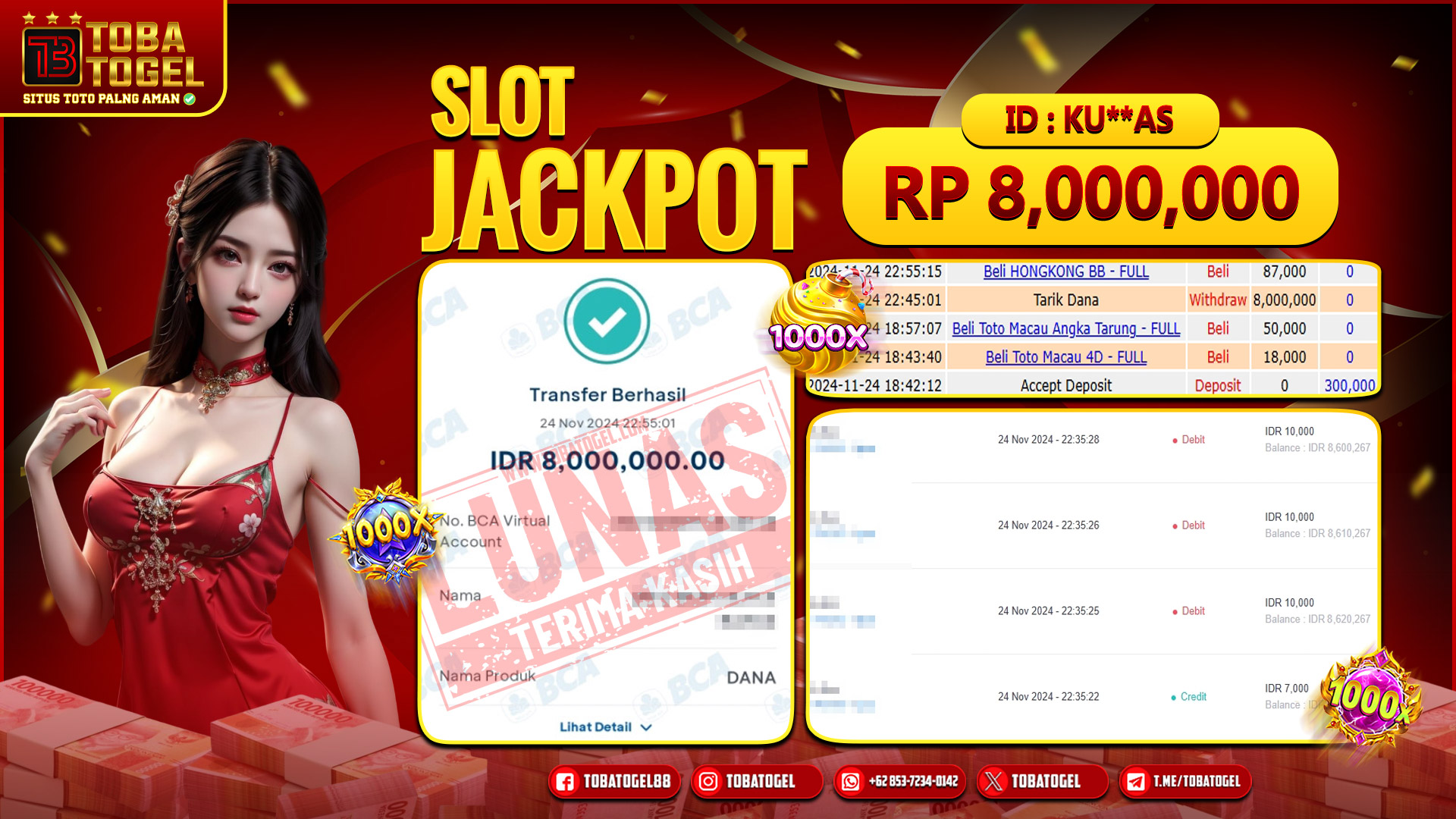 TOBATOGEL - JACKPOT SLOT PG SOFT 8 JUTA LUNAS ✅