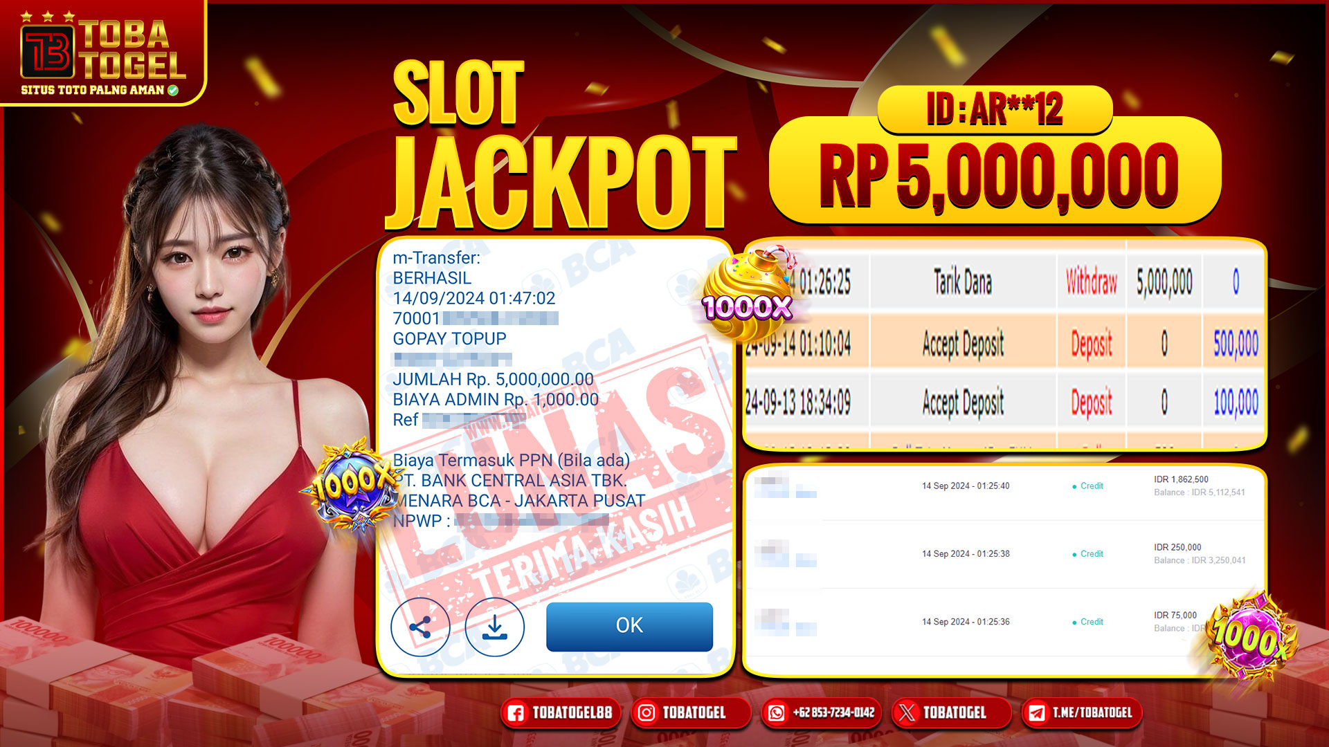 TOBATOGEL - JACKPOT SLOT PGSOFT 5 JUTA LUNAS ✅