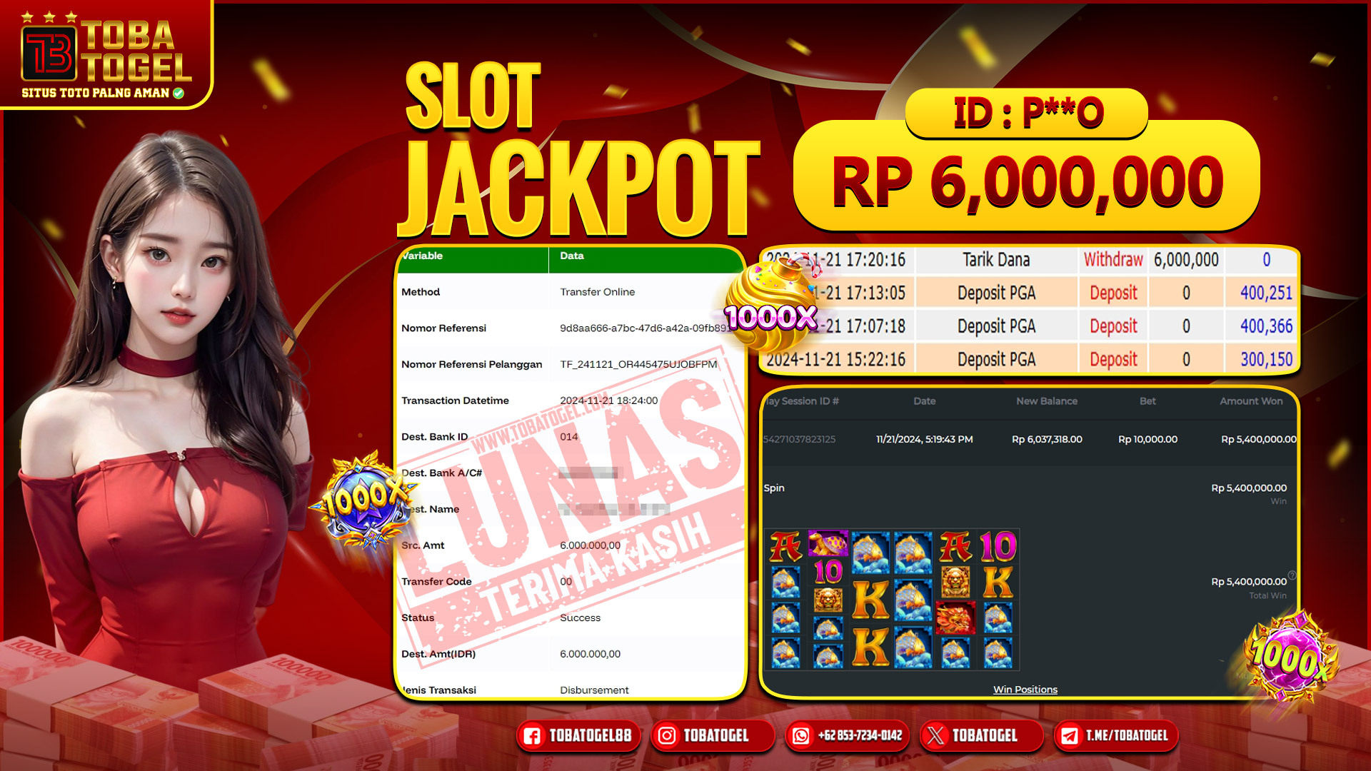 TOBATOGEL - JACKPOT SLOT PRAGMATIC PLAY 6 JUTA LUNAS ✅