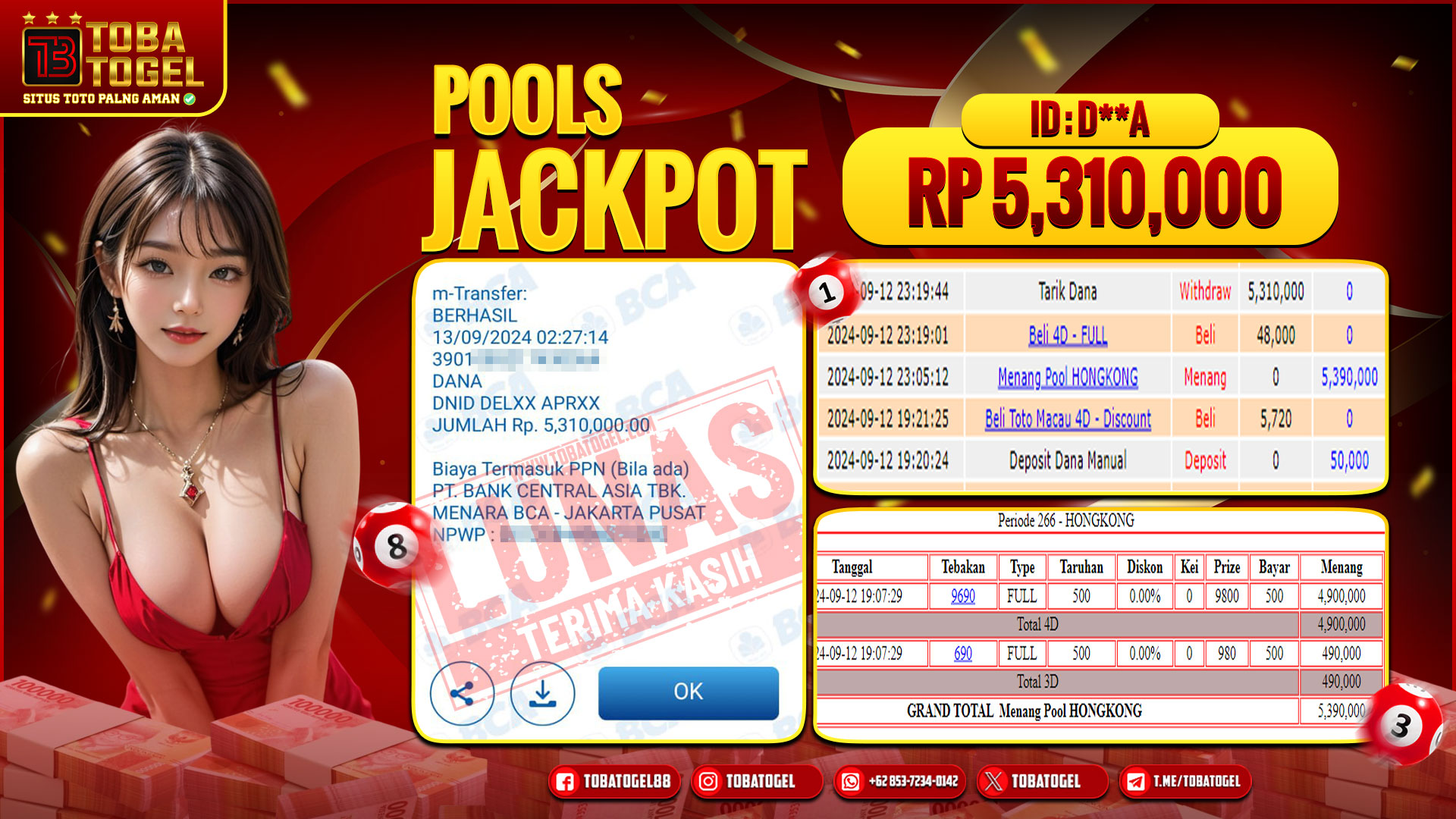 TOBATOGEL - JACKPOT TOGEL HONGKONG 5 JUTA LUNAS ✅