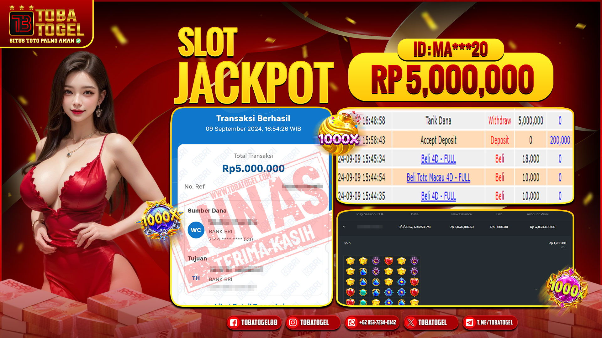 TOBATOGEL - JACKPOT SLOT PRAMAGTIC PLAY 5 JUTA LUNAS ✅