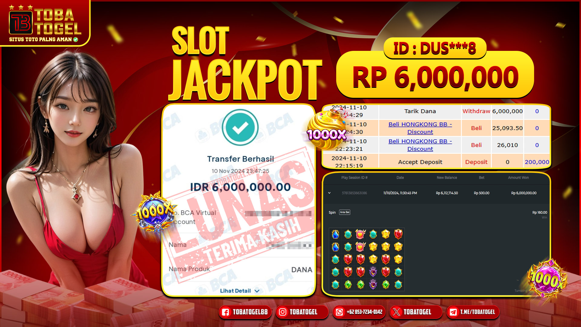 TOBATOGEL - JACKPOT SLOT PRAGMATIC PLAY 6 JUTA LUNAS ✅