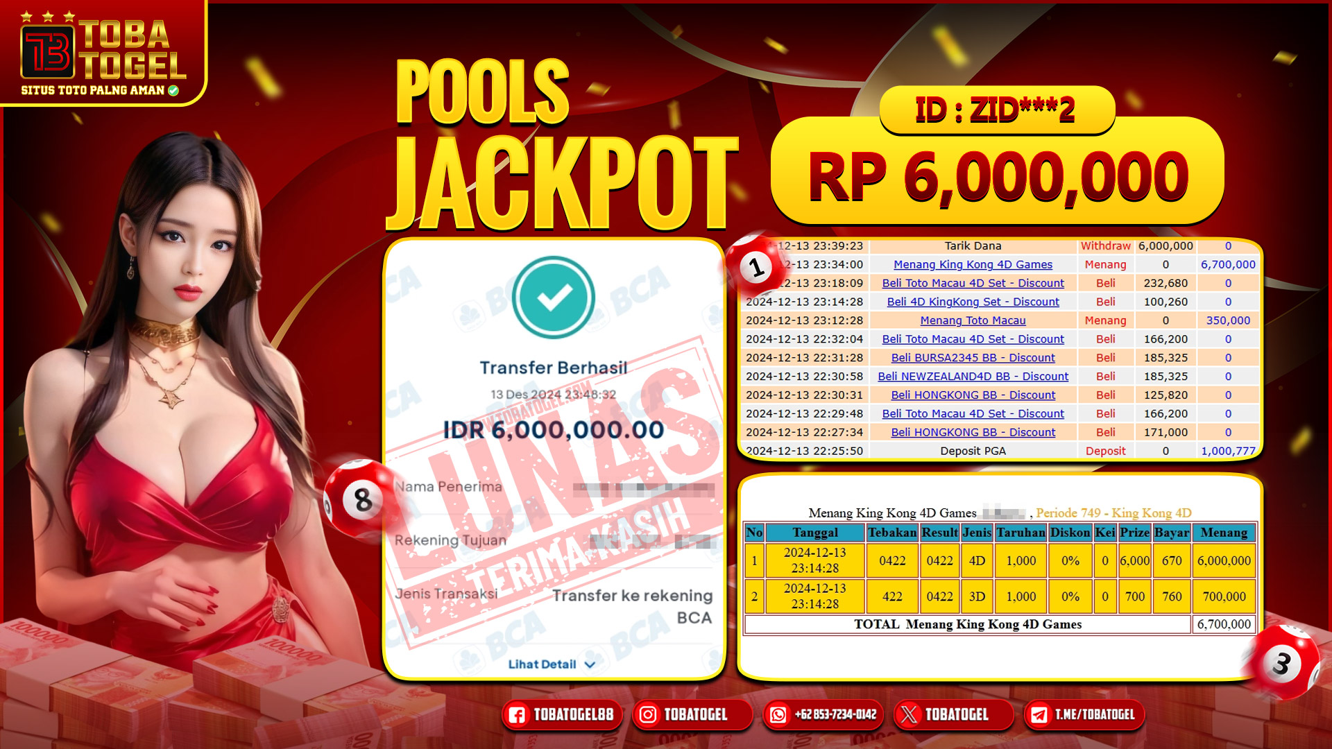TOBATOGEL - JACKPOT TOGEL KINGKONG 6 JUTA LUNAS ✅