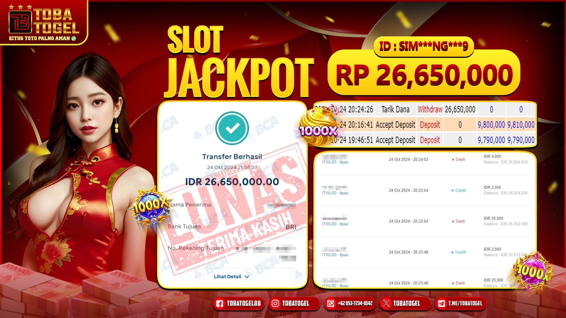 TOBATOGEL - JACKPOT SLOT PG SOFT 26 JUTA LUNAS ✅