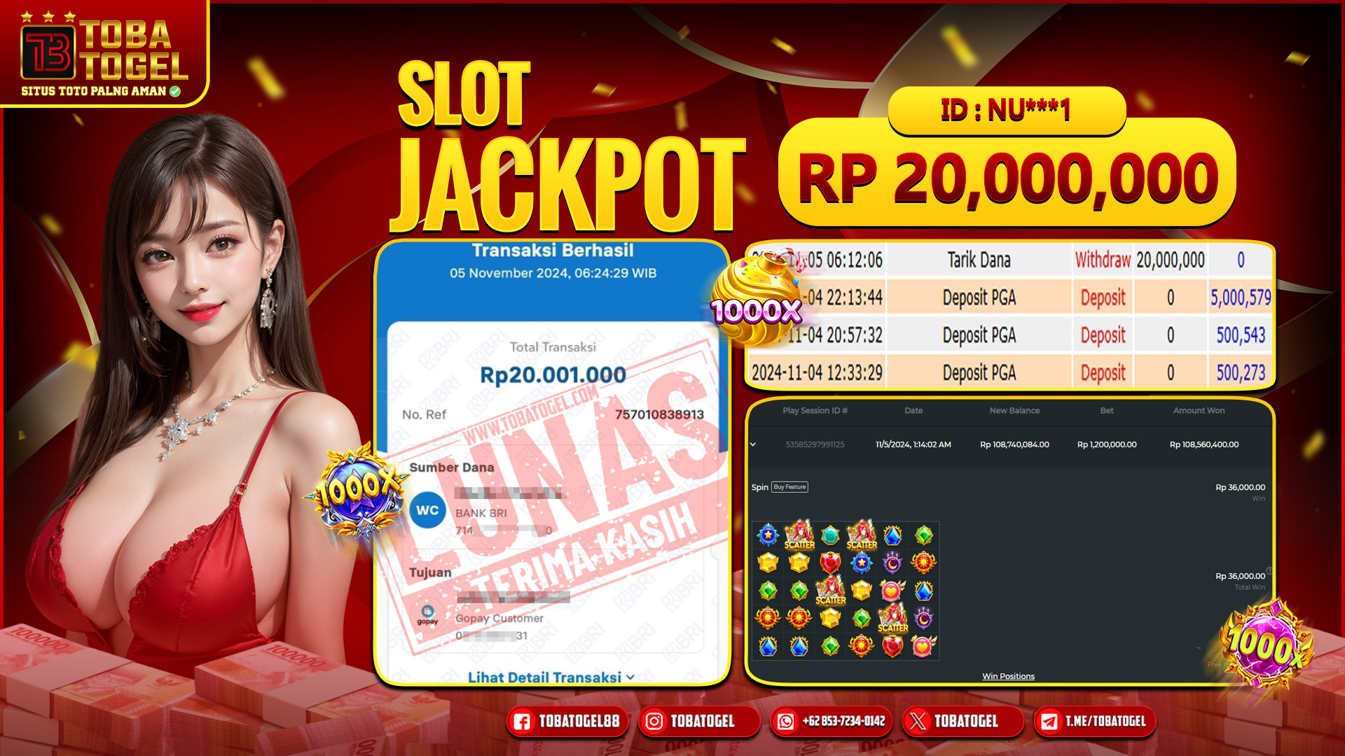 TOBATOGEL - JACKPOT SLOT PRAGMATIC PLAY 20 JUTA LUNAS ✅