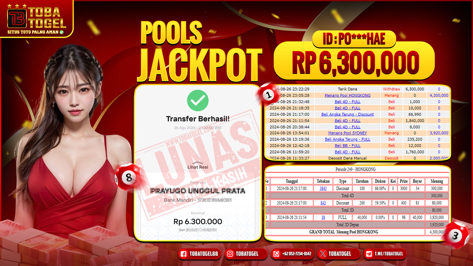 TOBATOGEL - JACKPOT TOGEL HK & SD 6 JUTA LUNAS ✅