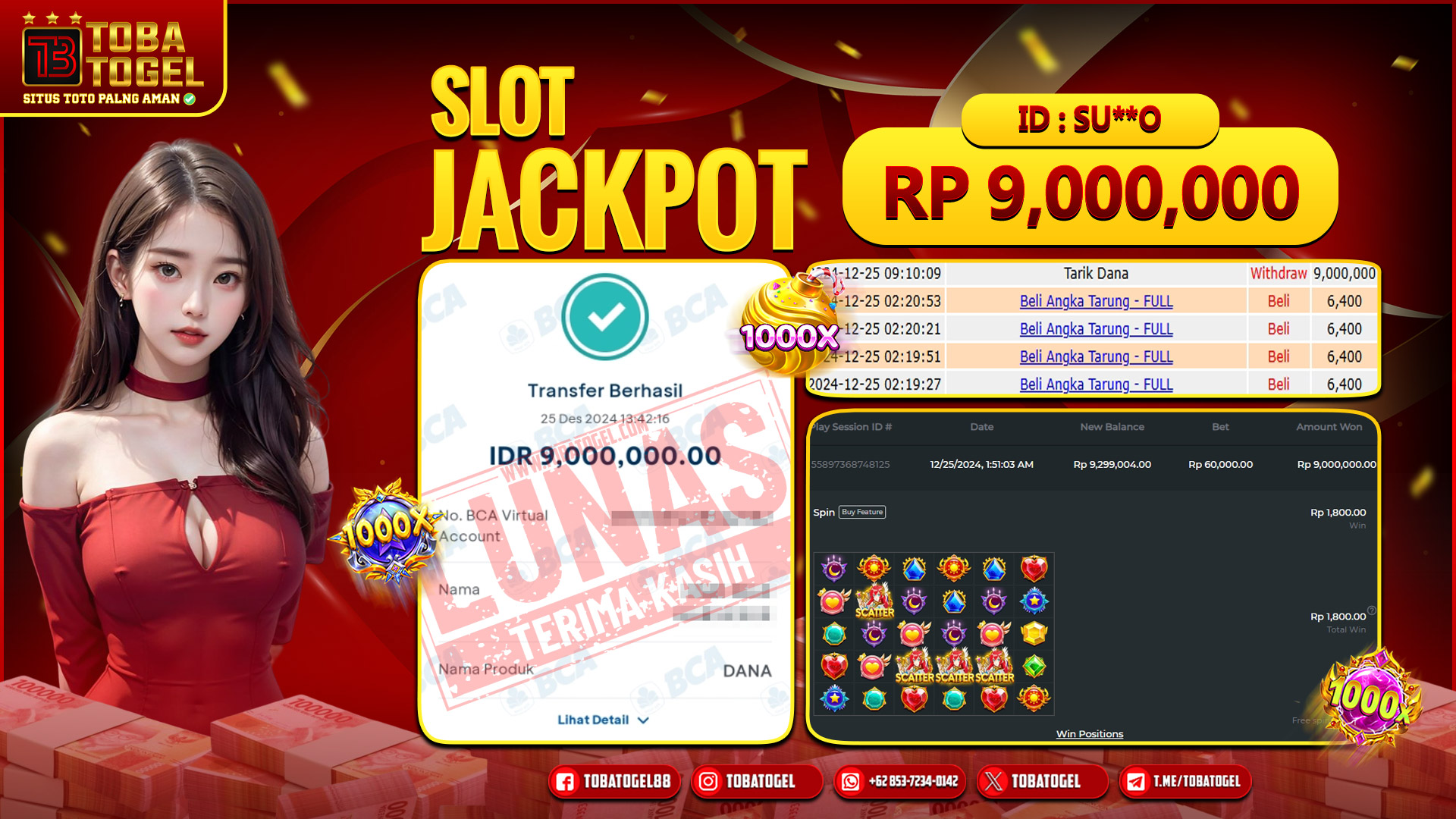 TOBATOGEL - JACKPOT SLOT PRAGMATIC PLAY 9 JUTA LUNAS ✅