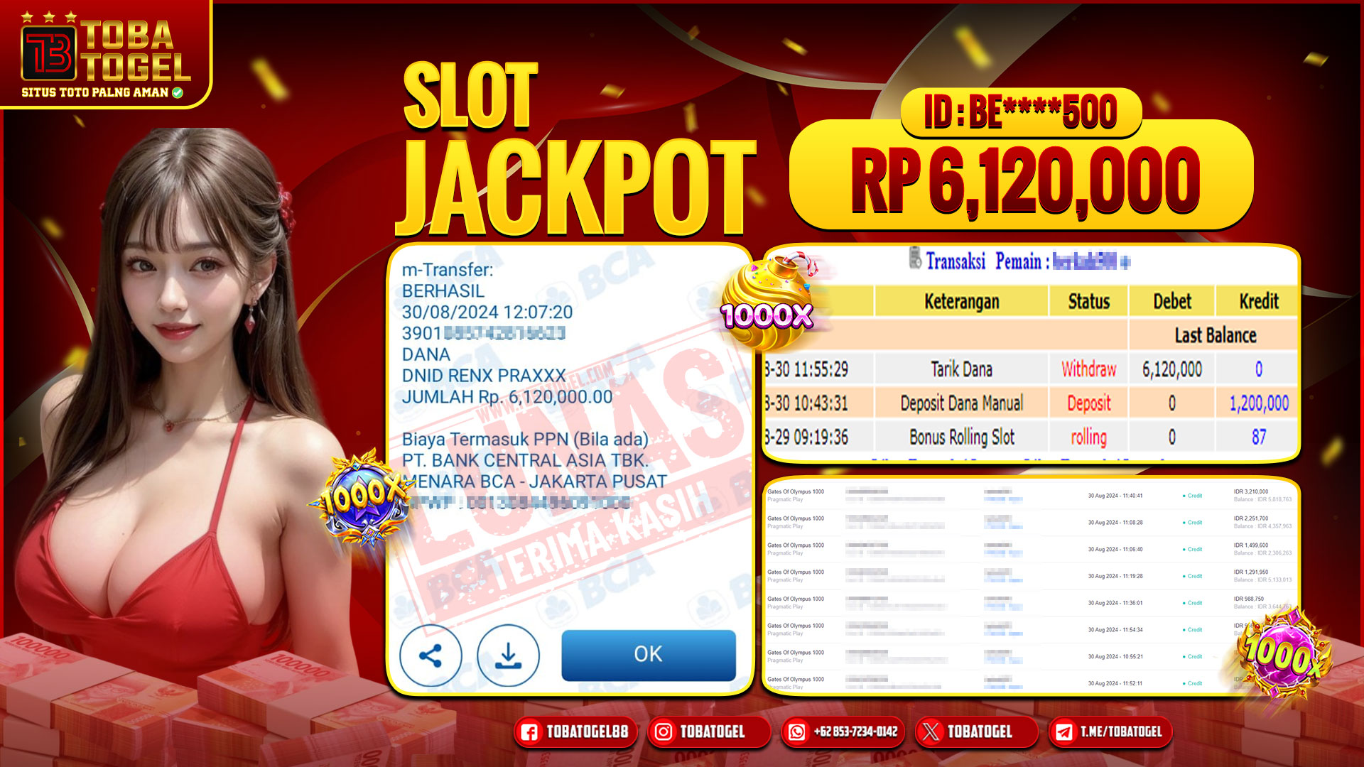 TOBATOGEL - JACKPOT SLOT PRAGMATIC PLAY 6 JUTA LUNAS ✅