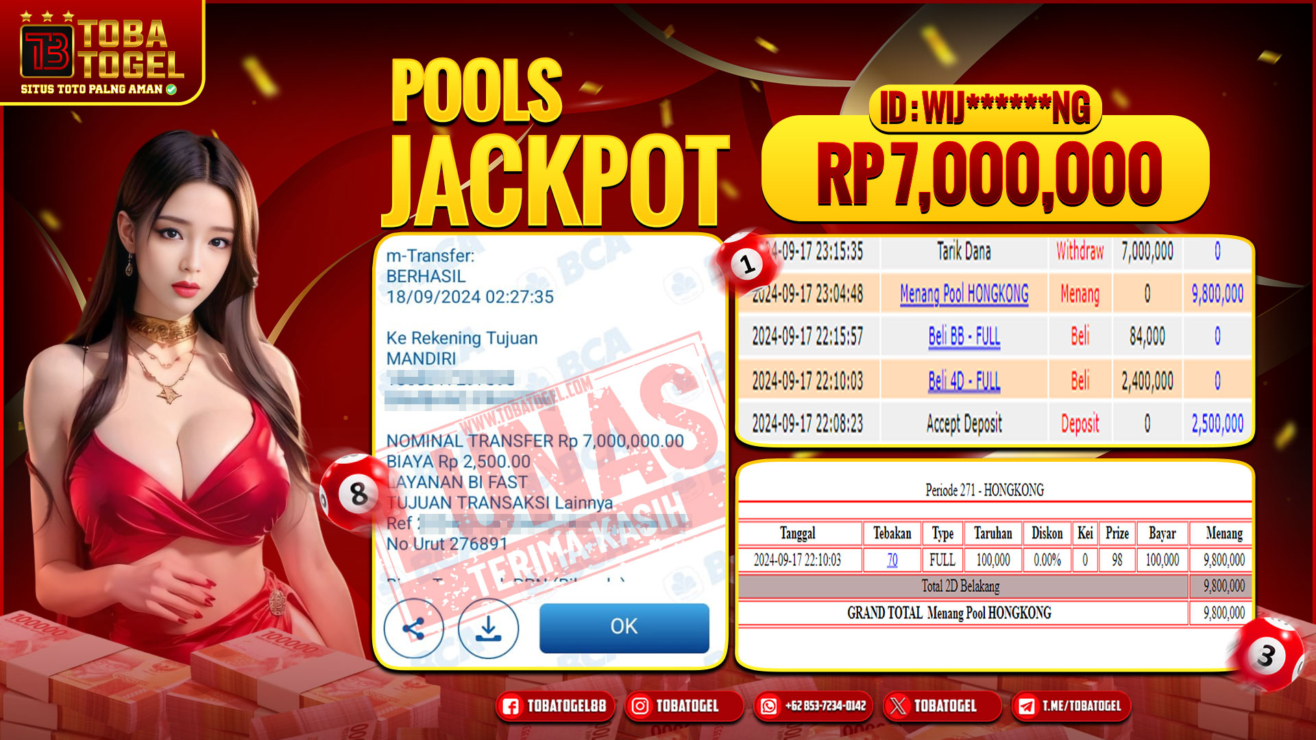 TOBATOGEL - JACKPOT TOGEL HONGKONG 7 JUTA LUNAS ✅