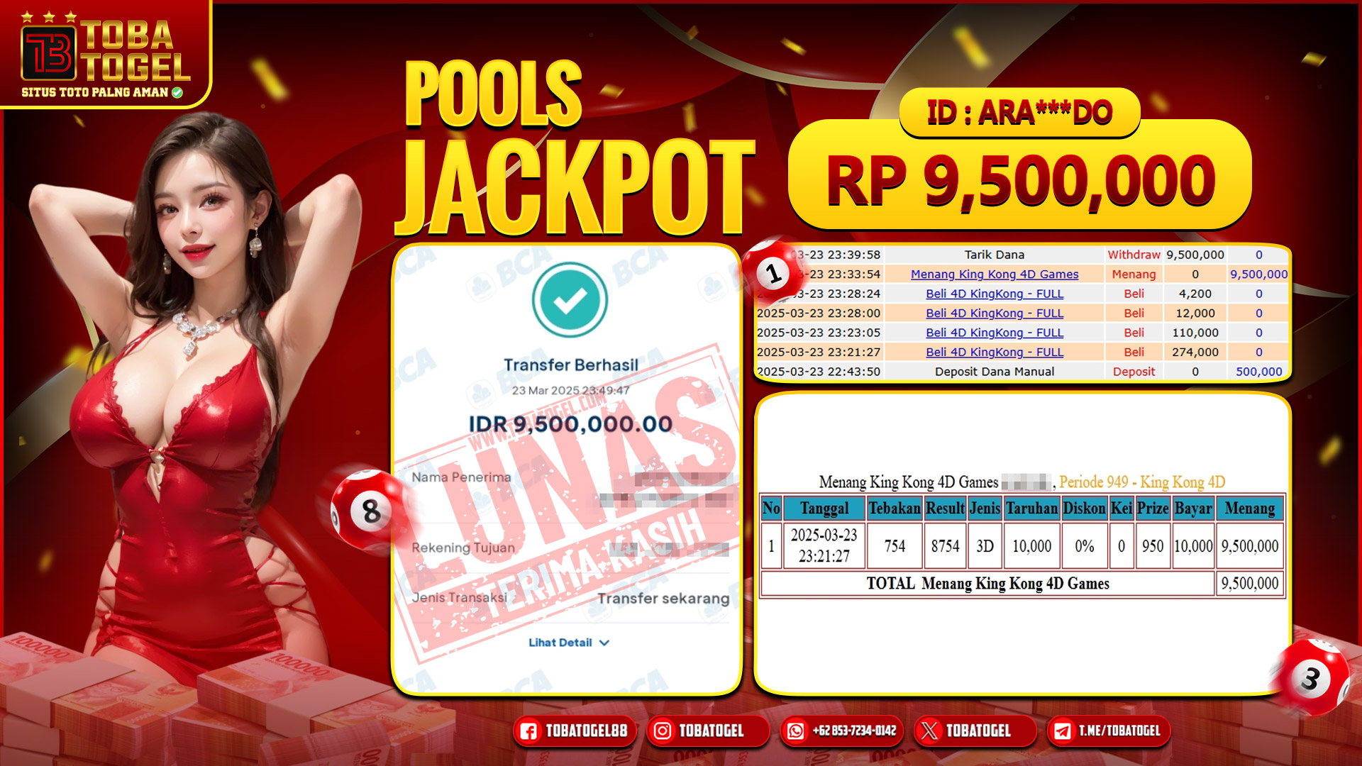 TOBATOGEL - JACKPOT TOGEL KINGKONG POOLS 9.5 JUTA LUNAS ✅