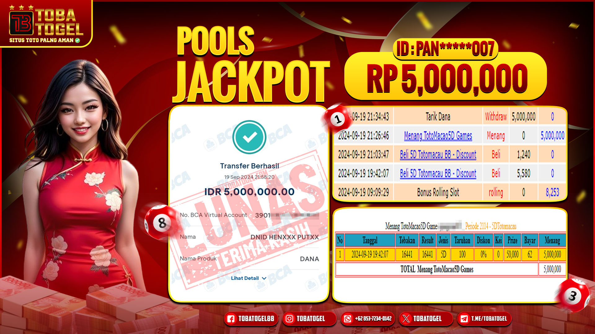 TOBATOGEL - JACKPOT TOGEL TOTOMACAU5D 5 JUTA LUNAS ✅