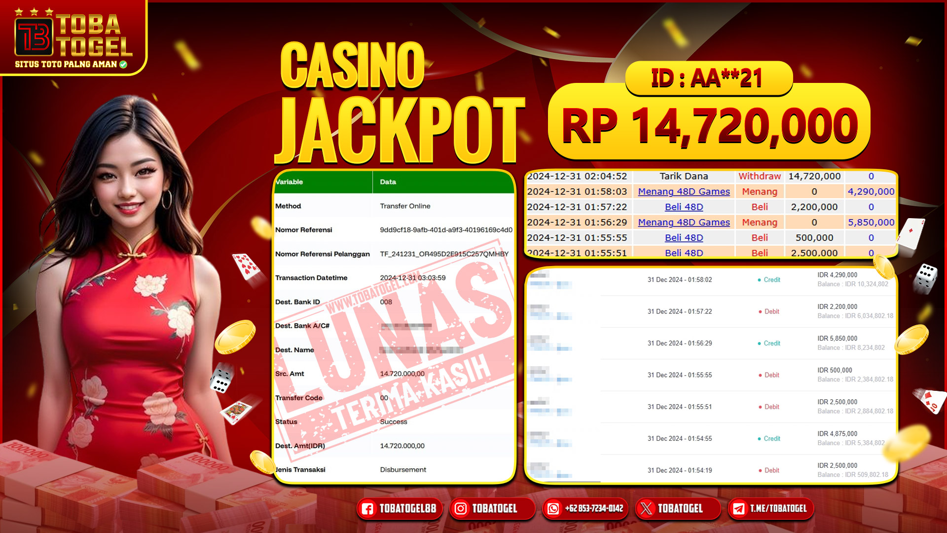 TOBATOGEL - JACKPOT CASINO PRAGMATIC PLAY 14 JUTA LUNAS ✅