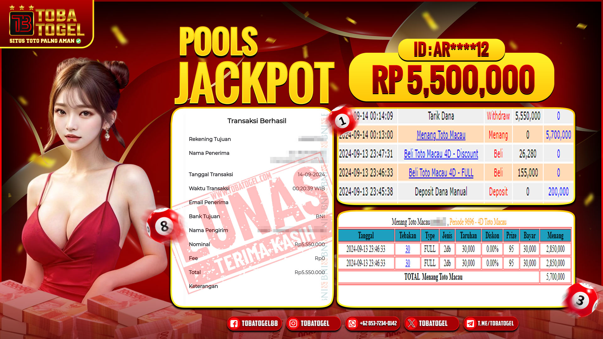 TOBATOGEL - JACKPOT TOGEL TOTOMACAU 5 JUTA LUNAS ✅