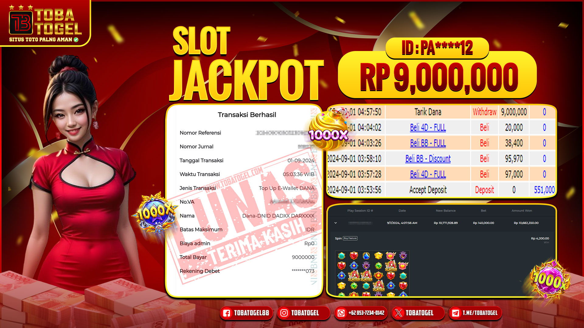 TOBATOGEL - JACKPOT SLOT 9 JUTA LUNAS ✅