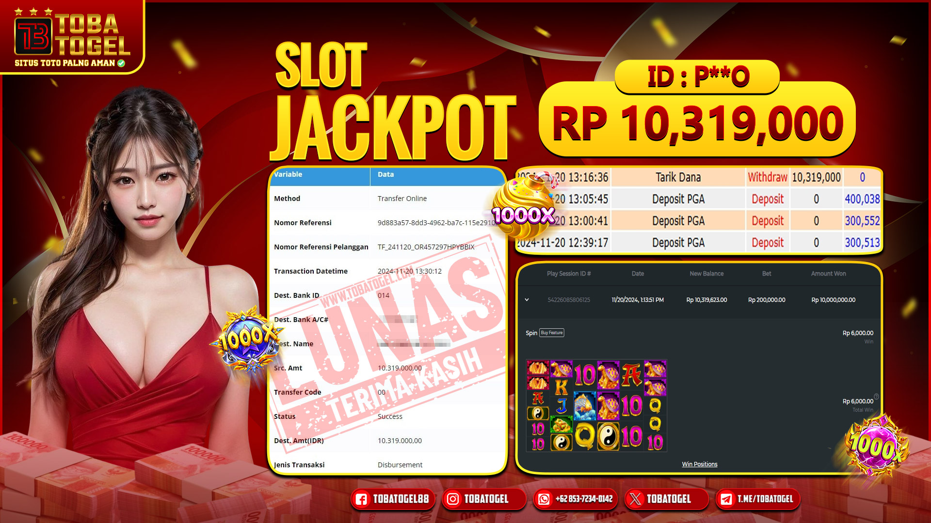 TOBATOGEL - JACKPOT SLOT PRAGMATIC PLAY 10.3 JUTA LUNAS ✅