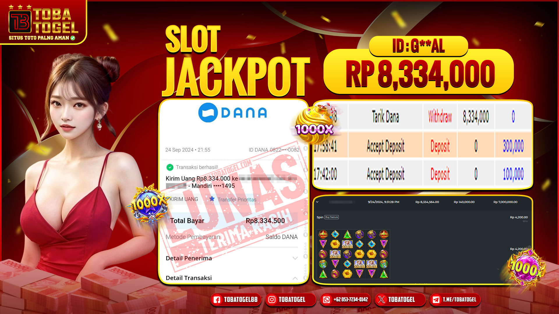 TOBATOGEL - JACKPOT SLOT PRAGMATIC PLAY 8 JUTA LUNAS ✅