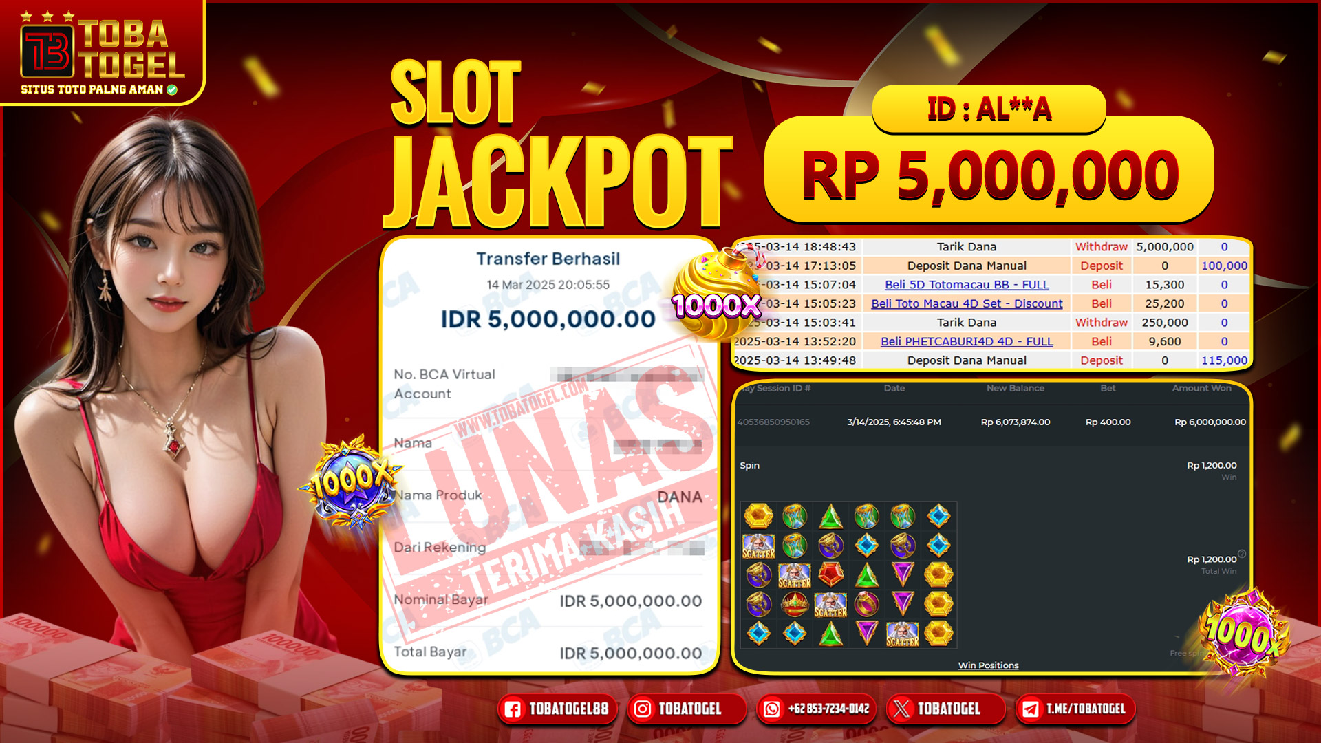 TOBATOGEL - JACKPOT SLOT PRAGMATIC PLAY 5 JUTA LUNAS ✅